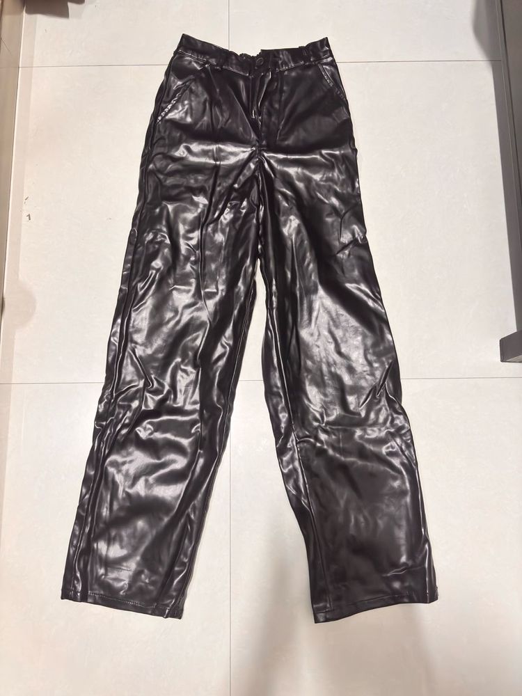 Faux Leather Wide Leg Pants