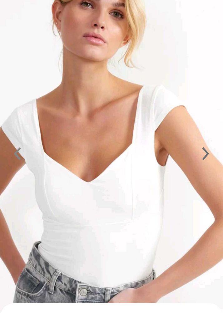 Sweetheart Neckline White Top