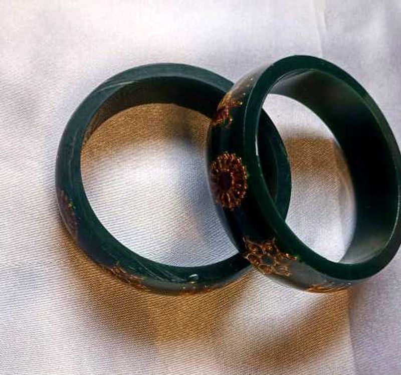Green &amp; Gold Bangles