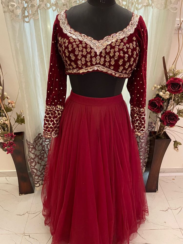 Maroon Embroidered Lehenga Choli