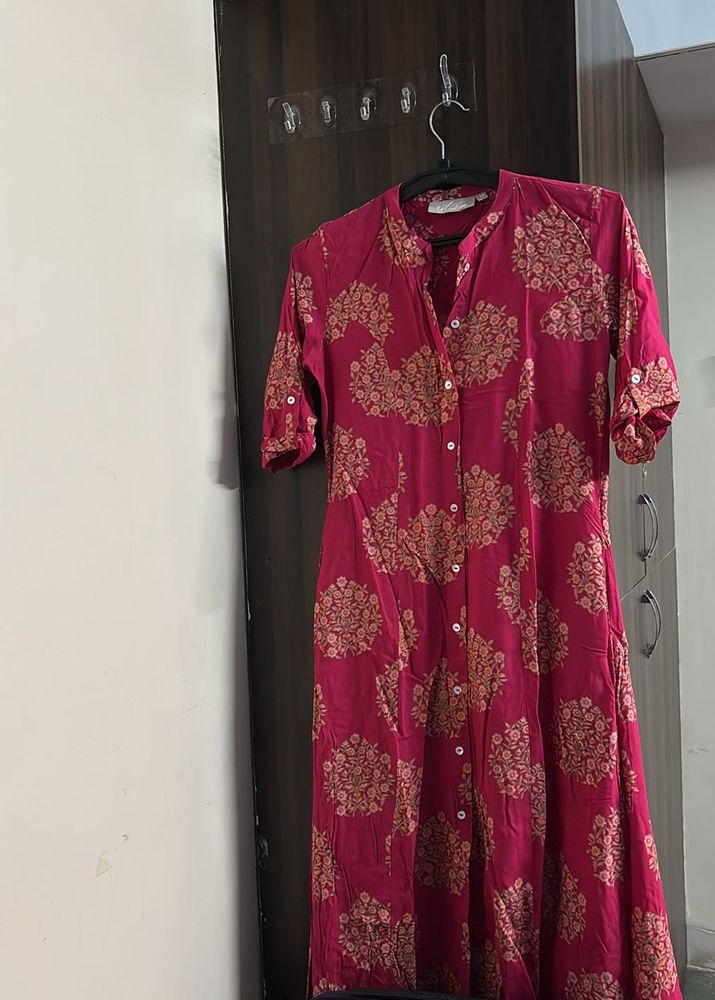Utsa by Westside -Pink Floral Print Anarkali Kurti
