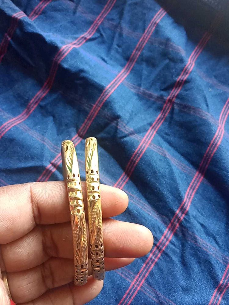 Elegant Gold Tone Bangles - Set of Two