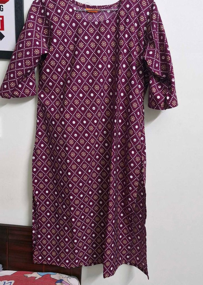 Maroon Printed Kurti