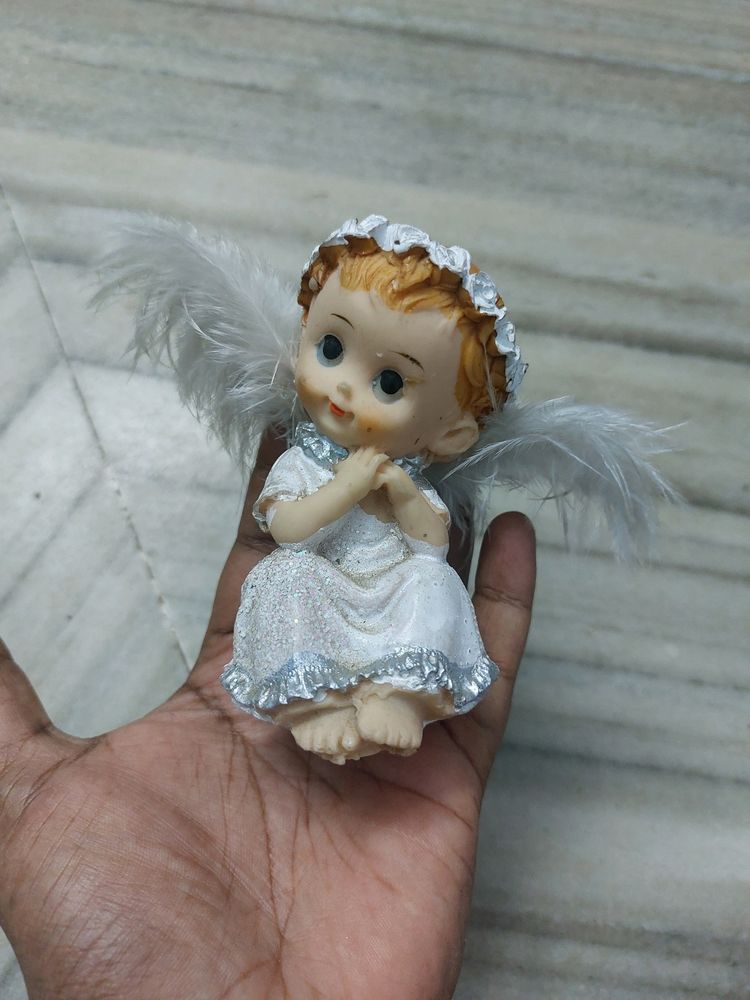 Angel Showpiece &amp; Small Plastic Basket Vase.