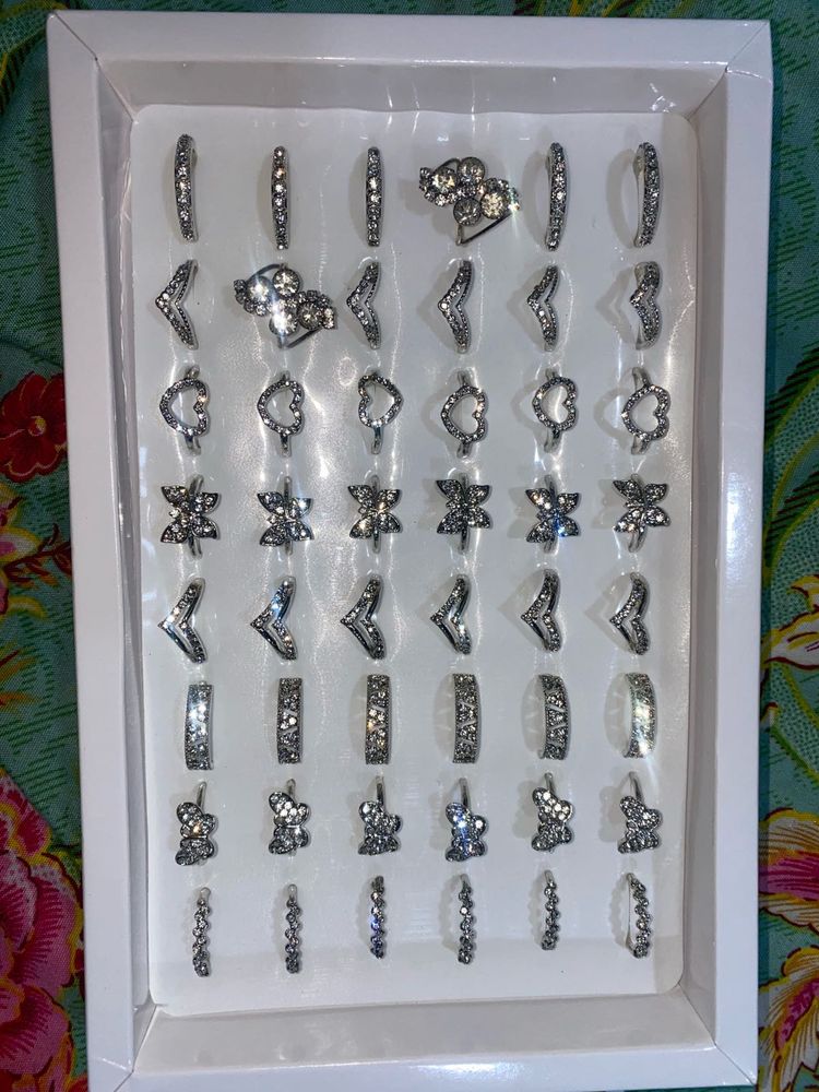 Silver Tone Rhinestone Nose Rings