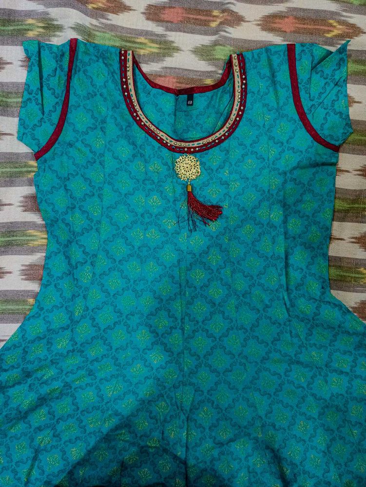 Elegant Teal Green Kurti with Embellishments