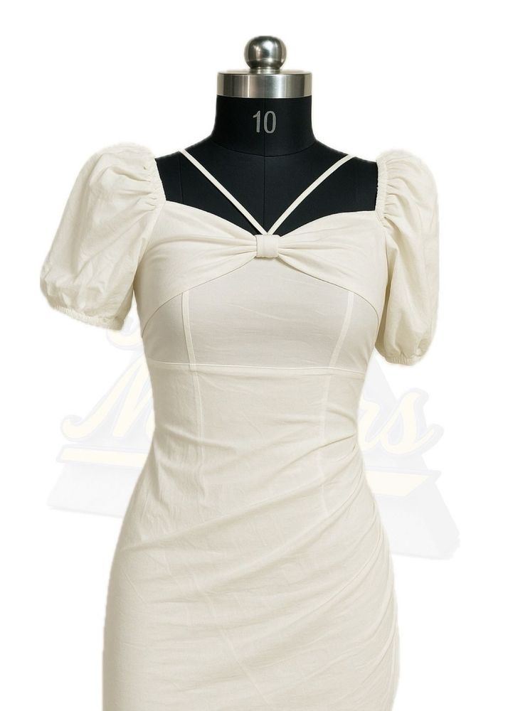 White Mini Dress Puff Sleeve