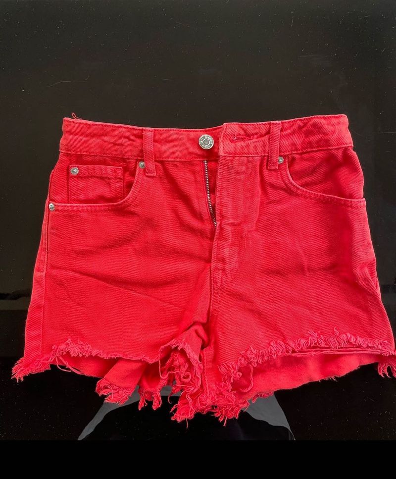 Red Denim Shorts