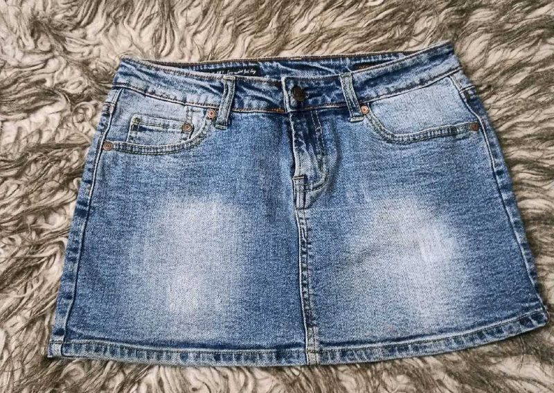 Y2k Blue Mini Denim Skirt