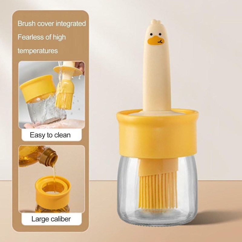 Cute Glass Oil Can With Brush + Free Pouch
