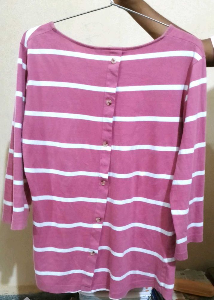 Striped Button Back Top 👚