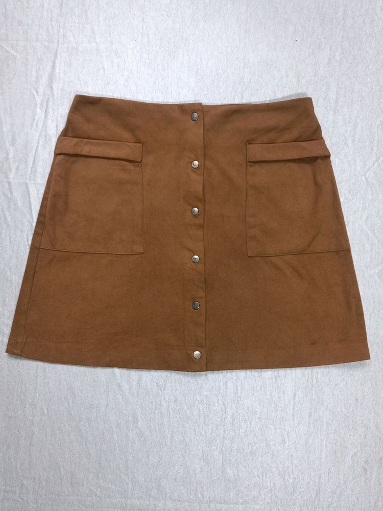 MANGO Suede Mini Skirt with Pocket