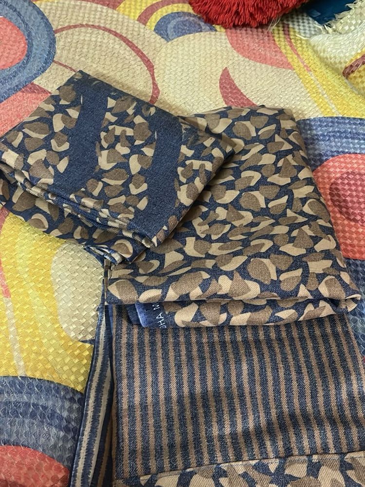 printed unstitch suit with woollen Shalu for woman