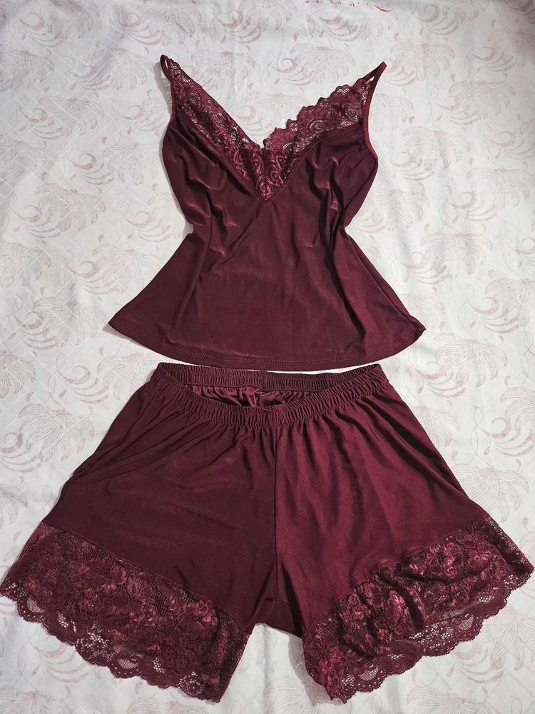 Burgundy Lace Lingerie Set