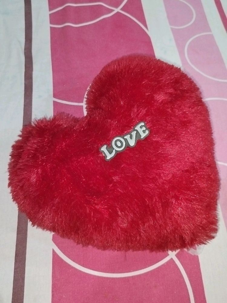 Deep Red Heart Shaped Soft Pillow.
