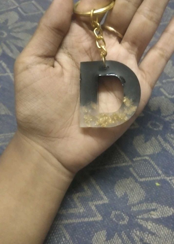 Letter D Resin Keychain
