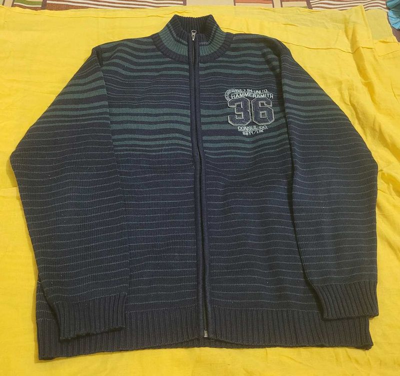 Striped Zip-Up Cardigan