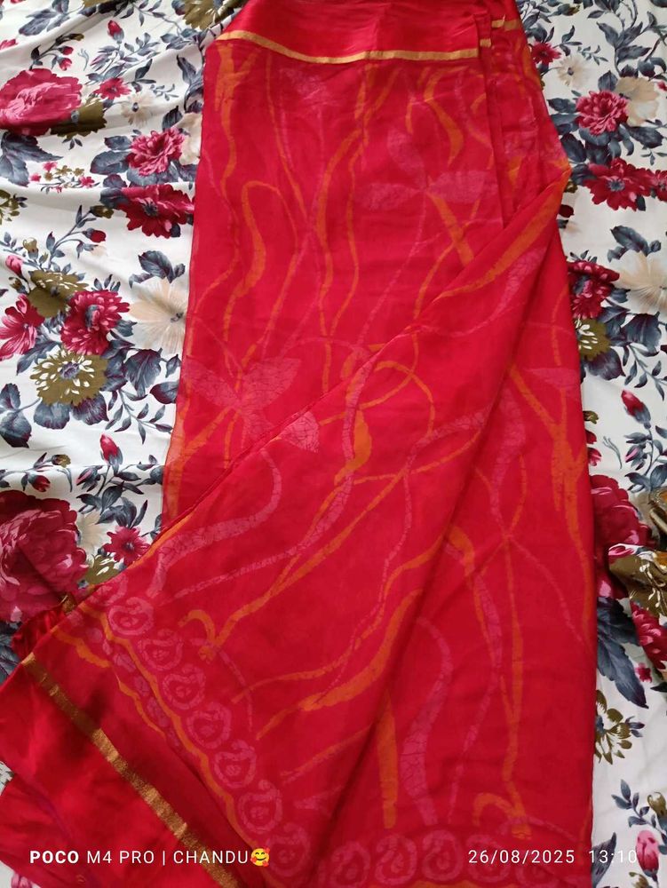 Red Patterned Saree