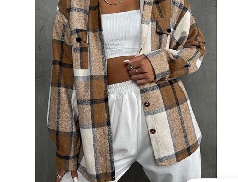 Brown &amp; White Checkered Shirt