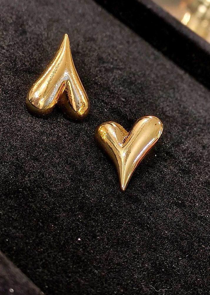 Heart Shape Gold Toned Earrings