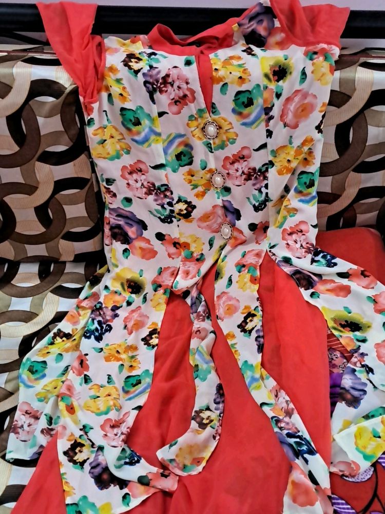 GEORGETTE PINK FLORAL KURTI