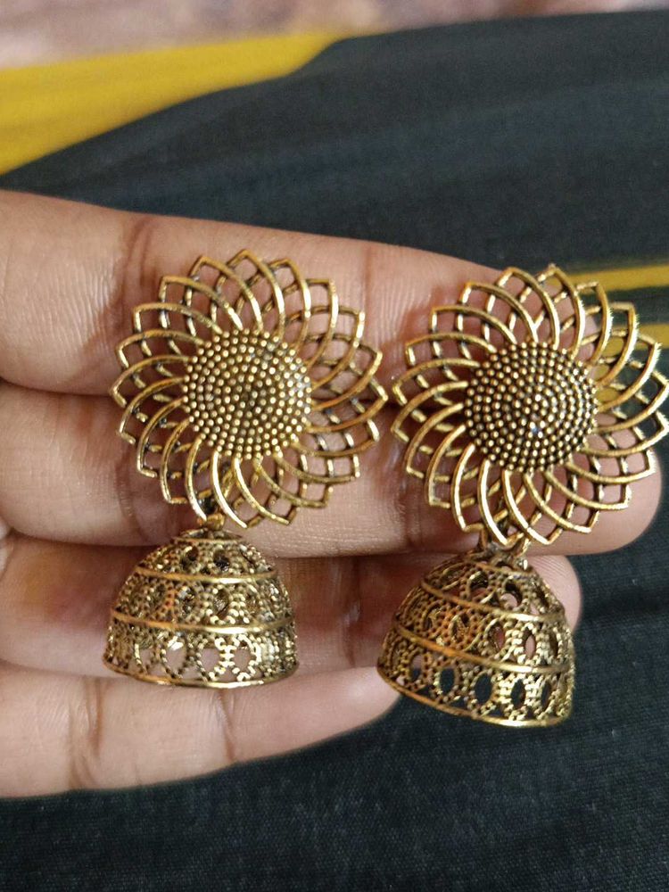 Golden Jhumka Earrings