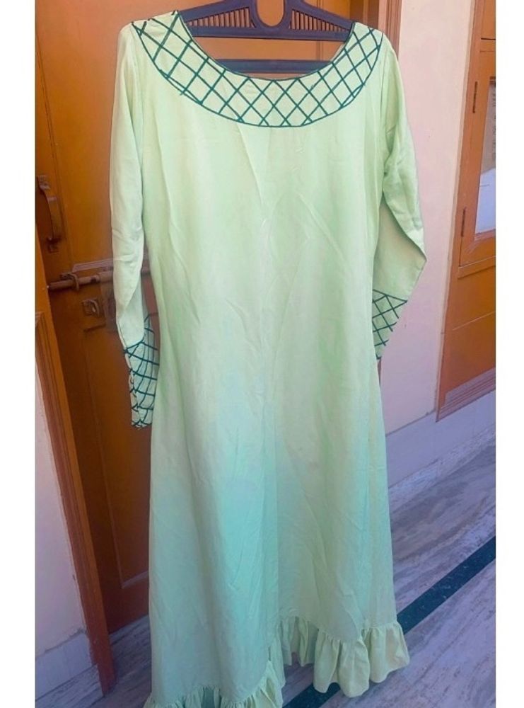 Mint Green Embroidered Maxi Dress