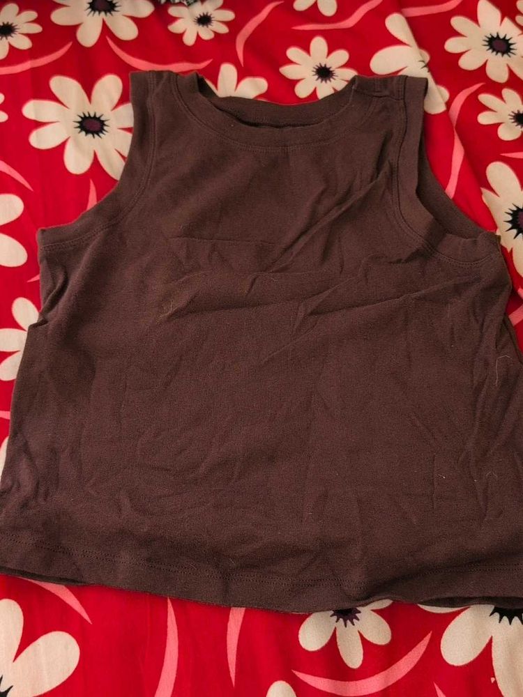 Brown Sleeveless Tank Top