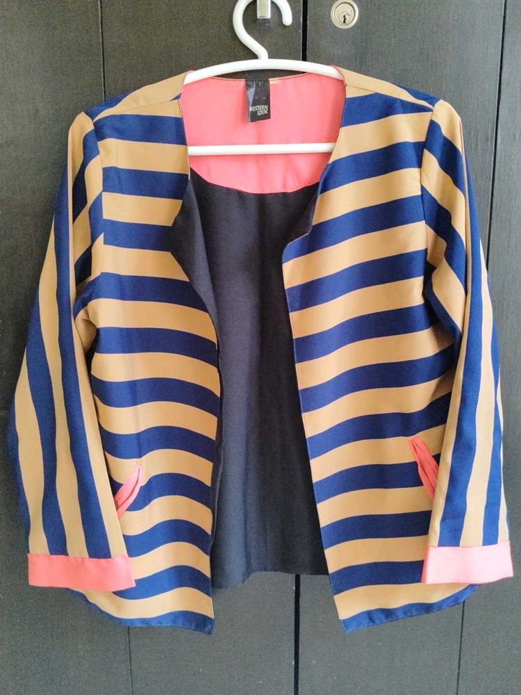 Striped Open-Front Jacket