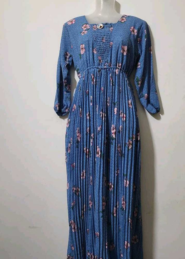Blue Floral Print Dress