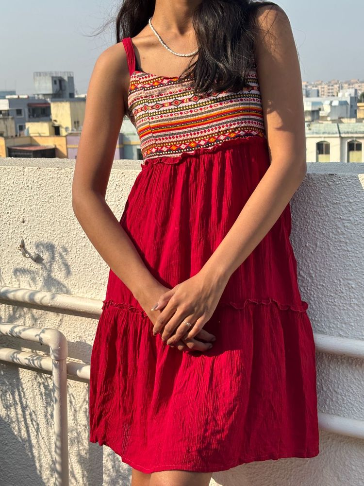 Red Embroidered Dress