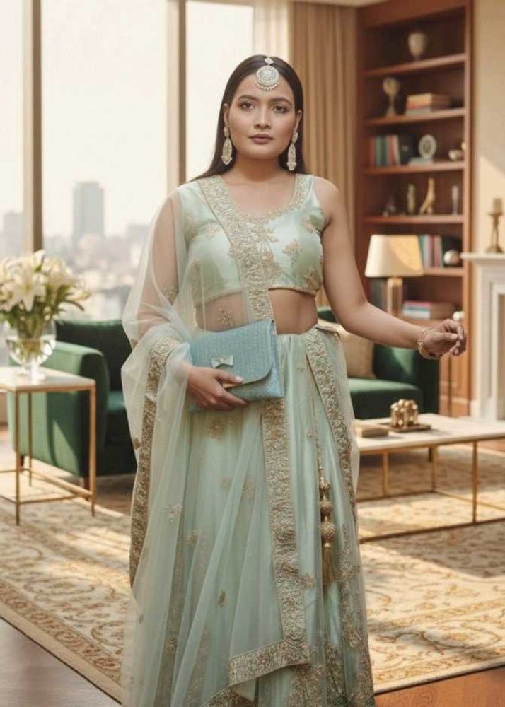 Premium Pastel Green Designer Lehenga Set 💚 |