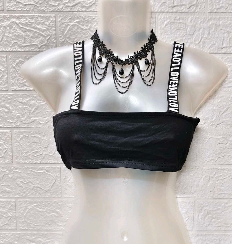 Black &#39;LOVE&#39; Crop Top For Medium To Large Size