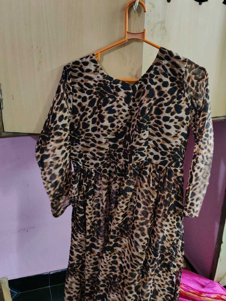 Leopard Print Midi Dress