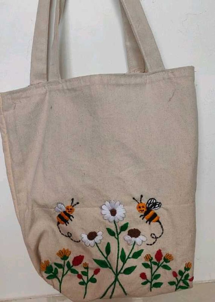Floral Embroidered Tote