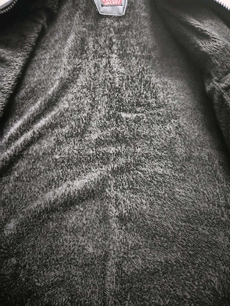 Faux Shearling Lined Black Jacket
