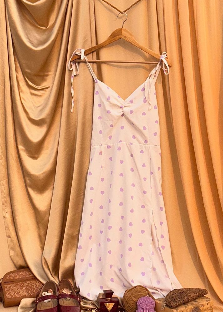 Heart Print Tie Strap Dress