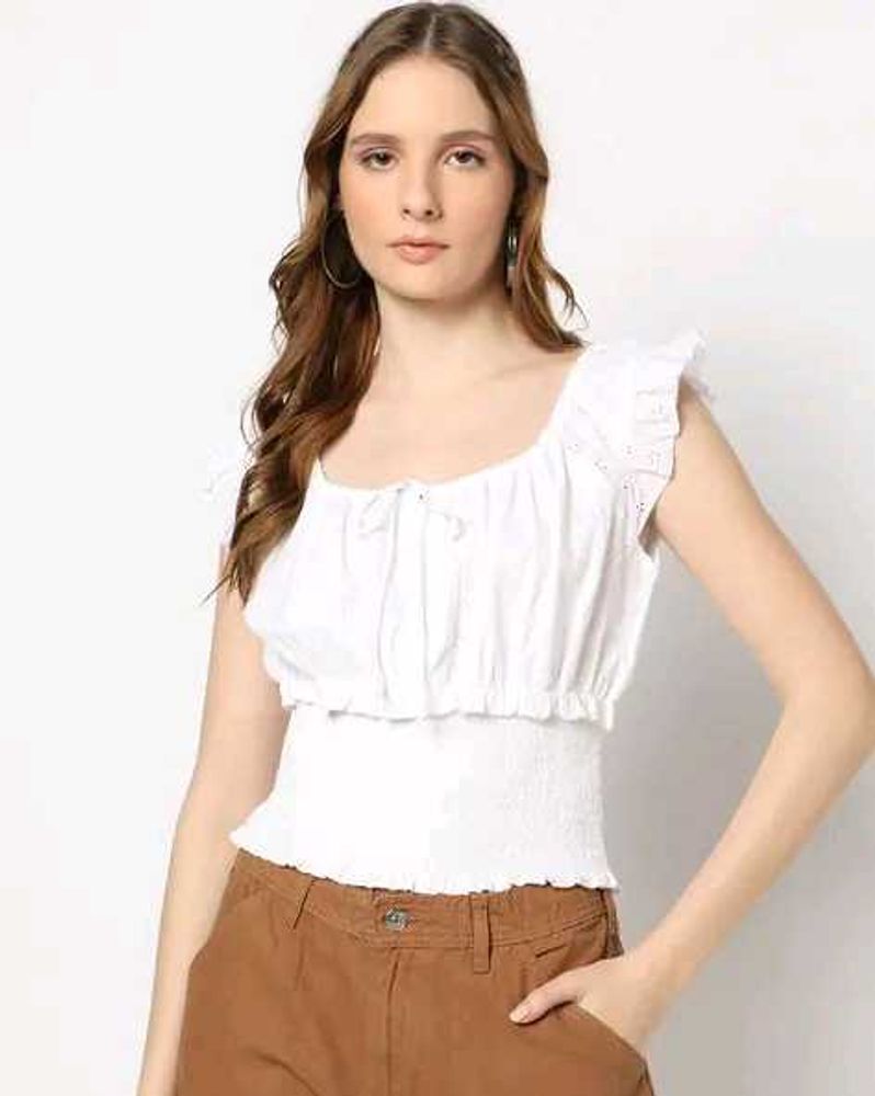 Cute White Eyelet Top