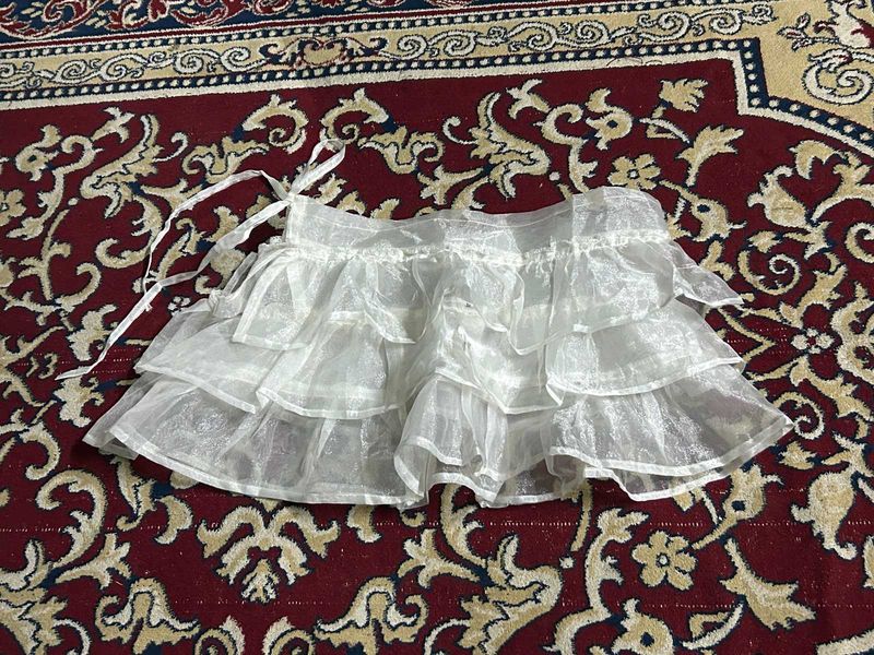 White Ruffled Mini Skirt