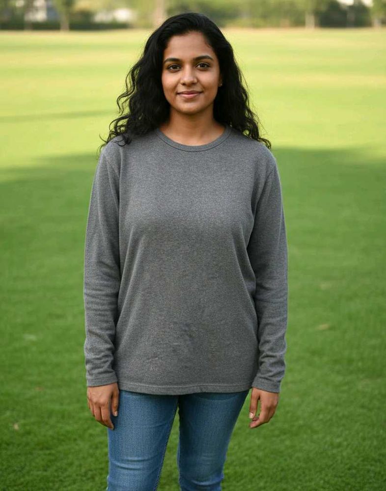 Grey Long Sleeve Woollen Top