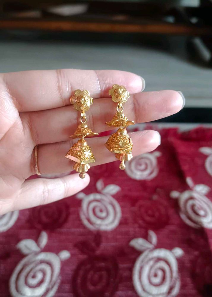 Gold Jhumka Earrings