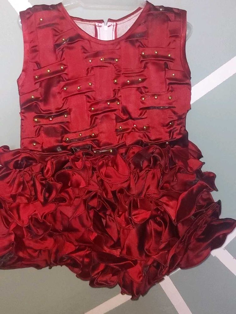Red Ruffled Party Dress