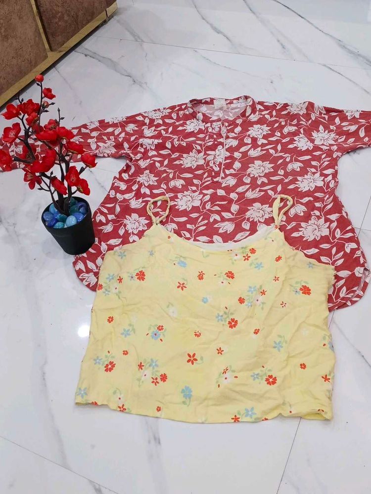 Floral Print Top &amp; Cami Set