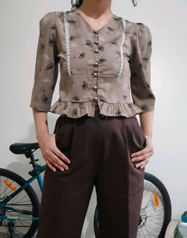 Brown Cottage core Blouse/Top