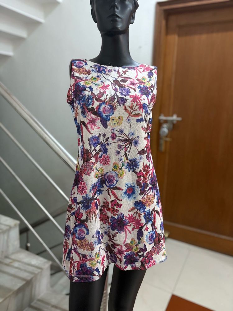 Floral Design Mini Dress