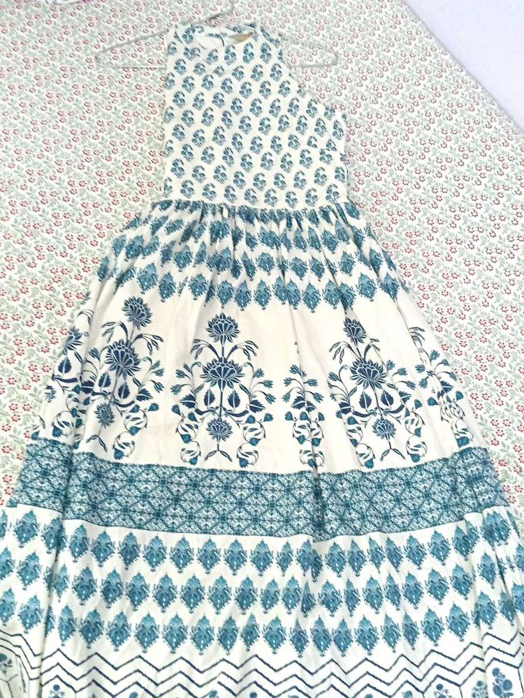 ✨Anouk Off White&amp;Navy Blue A-Line Midi Dress ₹549