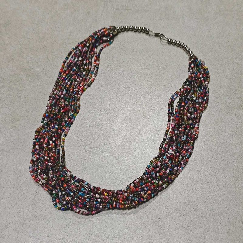 Colorful Beaded Multi-chain Necklace