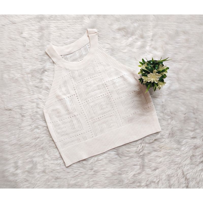 White 🤍 Cute Korean Style Neck Halter crop Top