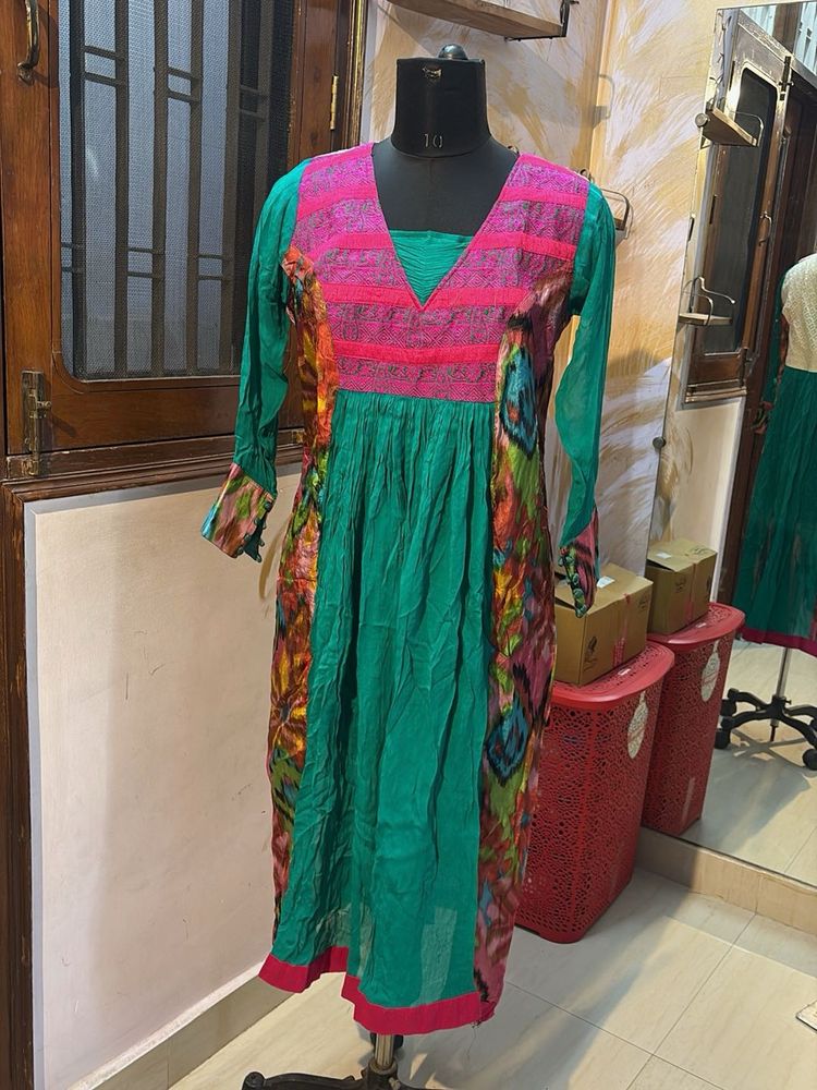 Pure Gorgette Colorful Ethnic Kurta