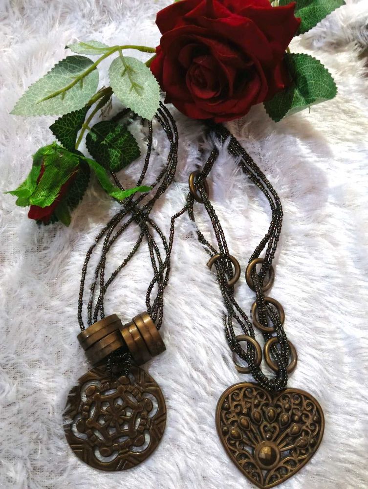 Boho Chic Pendant Necklace Set combo pack of 2